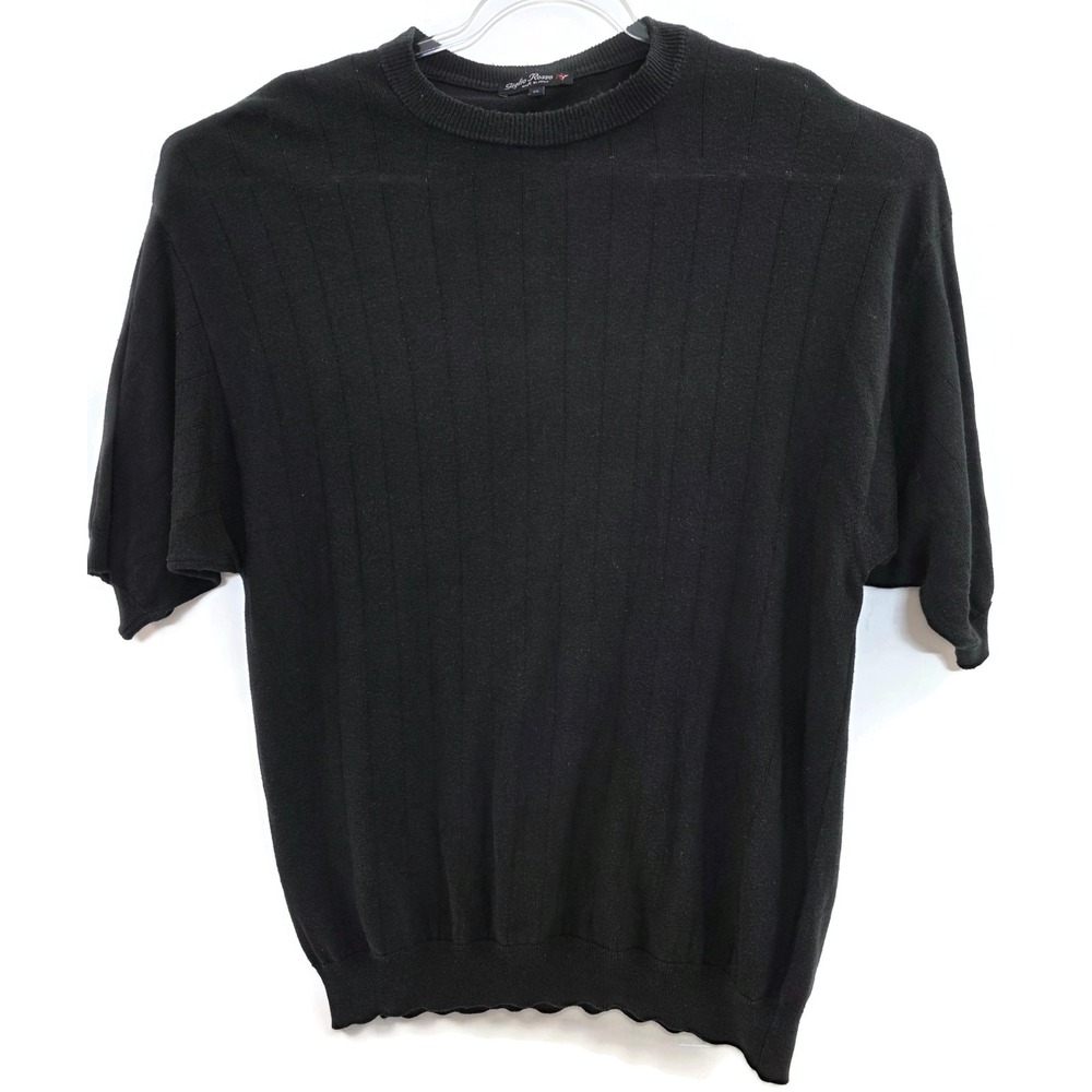 Giglio Rosso Sweater Mens XL Black Short Sleeve Knit Made In Italy Crewneck‎